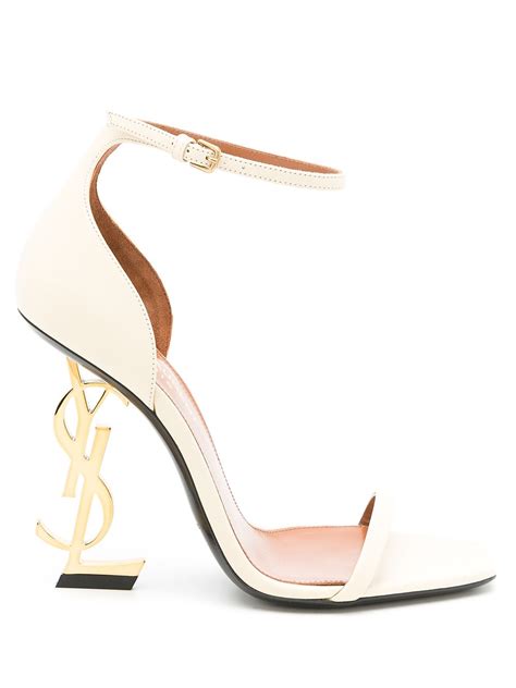 ysl tribute heels white|YSL logo heels.